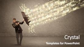  Presentation with umbrella - PPT layouts featuring coins raining - business man holding umbrella background and a  colored foreground
