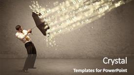  Presentation with umbrella - PPT theme consisting of coins raining - business man holding umbrella background and a violet colored foreground