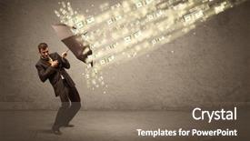  Presentation with umbrella - Cool new slides with coins raining - business man holding umbrella backdrop and a violet colored foreground