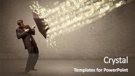  Presentation with umbrella - Amazing theme having coins raining - business man holding umbrella backdrop and a violet colored foreground