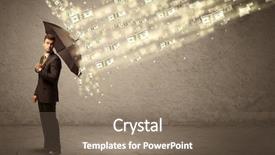  Presentation with umbrella - Audience pleasing presentation theme consisting of coins raining - business man holding umbrella backdrop and a violet colored foreground