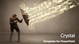  Presentation with umbrella - Cool new theme with coins raining - business man holding umbrella backdrop and a violet colored foreground