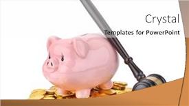  Presentation with investment money - PPT theme with coins-stack-and-pink-piggy background and a  colored foreground