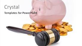  Presentation with investment money - PPT theme consisting of coins-stack-and-pink-piggy background and a  colored foreground