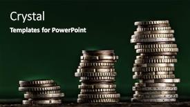  Presentation with dark green - Cool new presentation theme with coins-stacked-isolated-on-dark backdrop and a black colored foreground