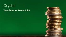  Presentation with dark green - Presentation enhanced with coins-stacked-isolated-on-dark background and a forest green colored foreground