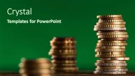  Presentation with dark green - Amazing presentation theme having coins-stacked-isolated-on-dark backdrop and a black colored foreground