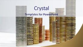  Presentation with skyline - Audience pleasing presentation design consisting of coins stacked like a city backdrop and a  colored foreground