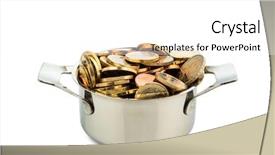  Presentation with cooking oils - Cool new PPT layouts with coins symbolic photo for government backdrop and a white colored foreground