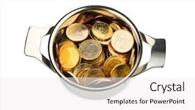  Presentation with european sovereign debt - Presentation design having coins symbolic photo for sovereign background and a white colored foreground