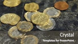  Presentation with lost - Theme having coins under water background and a gray colored foreground