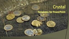  Presentation with under water - Presentation theme having coins under water background and a tawny brown colored foreground