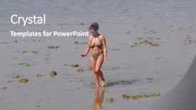  Presentation with coral - Presentation theme consisting of cokelate - girl walking on coral reaf background and a  colored foreground