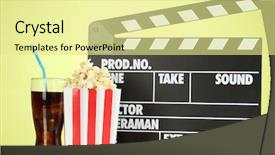  Presentation with movie popcorn - PPT theme enhanced with cola and popcorn on background background and a blonde colored foreground