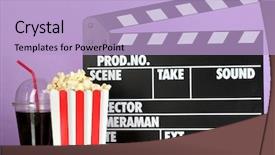  Presentation with popcorn movie - Colorful presentation enhanced with cola and popcorn on purple backdrop and a light blue colored foreground