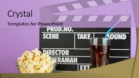  Presentation with purple floral cold - Presentation enhanced with cola and popcorn on purple background and a light blue colored foreground