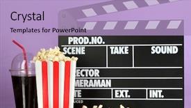  Presentation with popcorn movie - Slides featuring cola and popcorn on purple background and a light blue colored foreground