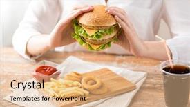  Presentation with unhealthy drink - Presentation design consisting of cola drink at quick service background and a lemonade colored foreground