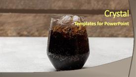  Presentation with ice - Theme having cola in glass with ice background and a tawny brown colored foreground