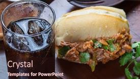  Presentation with soda - Cool new slide deck with cola-soda-sandwich-with-shredded backdrop and a wine colored foreground