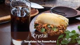  Presentation with soda - PPT theme enhanced with cola-soda-sandwich-with-shredded background and a tawny brown colored foreground