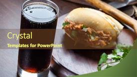  Presentation with soda - Amazing slide set having cola-soda-sandwich-with-shredded backdrop and a tawny brown colored foreground