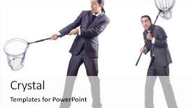  Presentation with net - PPT theme enhanced with colage of businessman with catching background and a white colored foreground