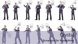  Presentation with net - PPT layouts having colage of businessman with catching background and a light blue colored foreground