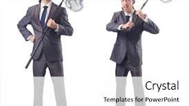  Presentation with net - Beautiful slide deck featuring colage of businessman with catching backdrop and a white colored foreground
