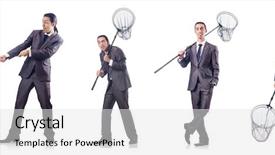  Presentation with net - Cool new presentation with colage of businessman with catching backdrop and a light gray colored foreground