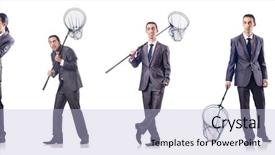  Presentation with net - PPT theme consisting of colage of businessman with catching background and a light blue colored foreground