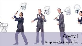  Presentation with net etiquette - Presentation design enhanced with colage of businessman with catching background and a light blue colored foreground