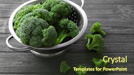  Presentation with fresh green broccoli - Slide set consisting of colander with fresh green broccoli background and a tawny brown colored foreground