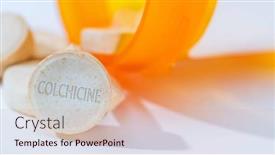  Presentation with gout - Colorful presentation design enhanced with colchicine-pill-colchicine backdrop and a coral colored foreground