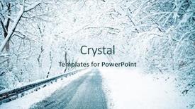  Presentation with winter - Amazing presentation design having cold and snowy winter road through wood backdrop and a sky blue colored foreground