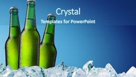  Presentation with cold beer - Beautiful presentation theme featuring cold beer bottle with water backdrop and a ocean colored foreground