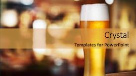  Presentation with cold beer - PPT theme enhanced with cold beer glass on bar background and a yellow colored foreground