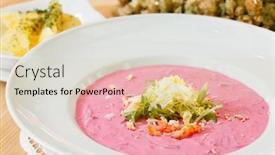  Presentation with beetroot - PPT theme consisting of cold-beetroot-soup-with-potatoes background and a lemonade colored foreground