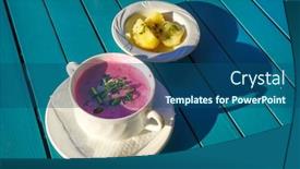  Presentation with beetroot - Audience pleasing slide set consisting of cold-beetroot-soup-with-sour backdrop and a ocean colored foreground