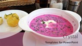  Presentation with beetroot - Slide deck enhanced with cold-beetroot-soup-with-sour background and a coral colored foreground