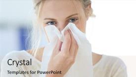  Presentation with nose - Presentation featuring cold blowing her runny nose background and a soft green colored foreground