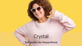  Presentation with middle ages portrait - Presentation design having cold calling - beautiful middle ager senior woman background and a  colored foreground