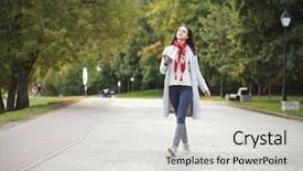  Presentation with gray - Audience pleasing PPT theme consisting of cold calling - beautiful young brunette woman backdrop and a light gray colored foreground