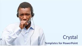  Presentation with asthma - Beautiful PPT theme featuring cold calling - black man consultant of call backdrop and a sky blue colored foreground