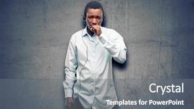  Presentation with asthma - PPT theme with cold calling - black man consultant of call background and a gray colored foreground