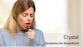  Presentation with call center - Slide set enhanced with cold calling - consultant of call center woman background and a lemonade colored foreground