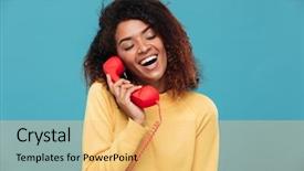  Presentation with pan african - Slides with cold calling - photo of cheerful young african background and a yellow colored foreground