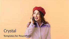  Presentation with powder coat - Colorful PPT theme enhanced with cold calling - portrait of young girl 20s backdrop and a lemonade colored foreground