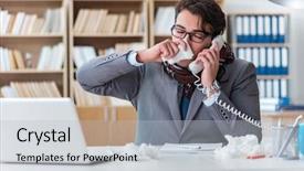  Presentation with illness - Beautiful slide set featuring cold calling - sick businessman suffering from illness backdrop and a  colored foreground