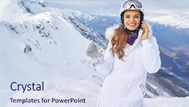  Presentation with talk - PPT theme consisting of cold calling - woman idle talk background and a sky blue colored foreground